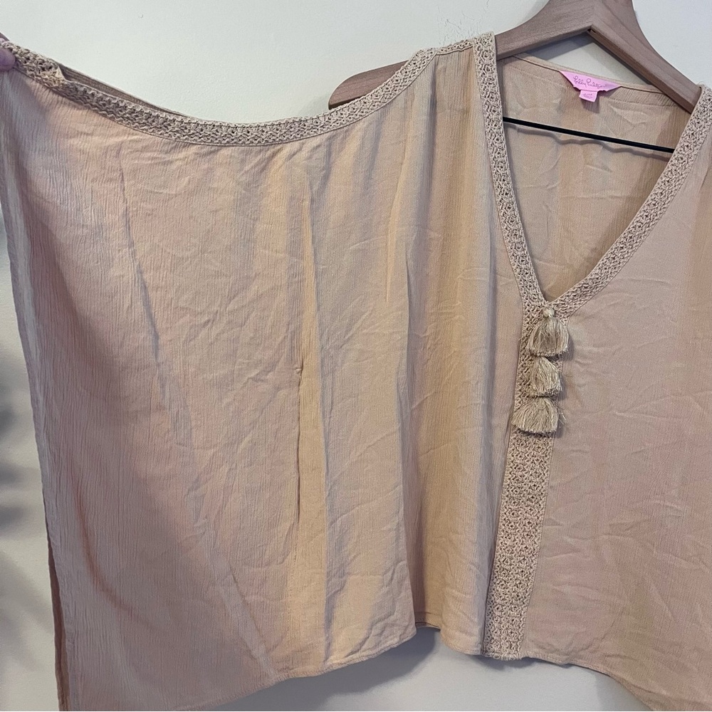 Lilly Pulitzer Women’s Julietta Sand Dune Tunic Size S/M Tassel Beachy Boho - Picture 2 of 7